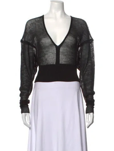 Pre-owned Rick Owens Virgin Wool V-neck Sweater W/ Tags In Black