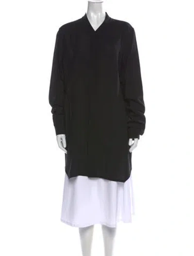 Pre-owned Rick Owens Virgin Wool V-neck Tunic In Black