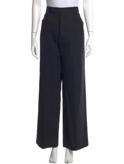Pre-owned Rick Owens Virgin Wool Wide Leg Pants In Blue