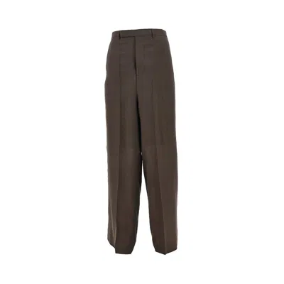 Rick Owens Virgin Wool Wide-leg Pants In Brown
