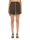 Rick Owens Velvet Texture Elastic Waistband Shorts In Brown