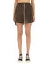 Rick Owens Velvet Texture Elastic Waistband Shorts In Brown