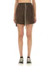 Rick Owens Velvet Texture Elastic Waistband Shorts In Brown