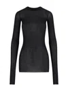 Rick Owens Ribbed Long-sleeve Top With Signature Back Stitching In Black