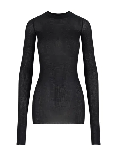 Rick Owens Viscose And Silk T-shirt In Black