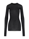 Rick Owens Ribbed Long-sleeve Top With Signature Back Stitching In Black