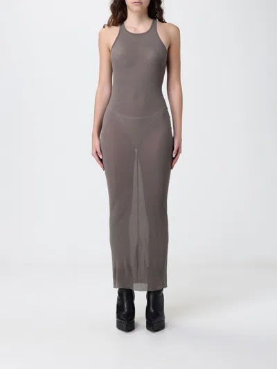 Rick Owens Viscose And Silk Tank Dress In Gray