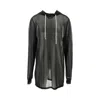Rick Owens Viscose Long Hoodie In Black