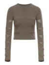 Rick Owens Women Viscose Sweater With Ribbed Workmanship In Brown