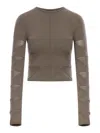 Rick Owens Women Viscose Sweater With Ribbed Workmanship In Brown