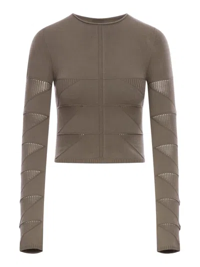 Rick Owens Viscose Sweater With Ribbed Workmanship In Nude & Neutrals