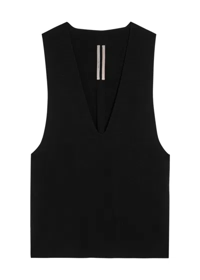 Rick Owens V-neck Cashmere And Wool-blend Tank Top In Black