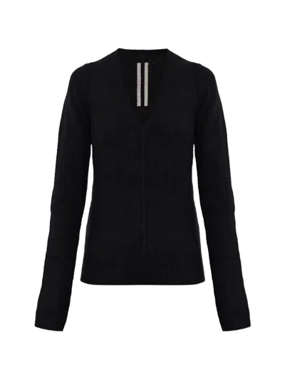 Rick Owens V-neck Cashmere-blend Sweater In Black