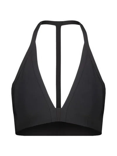 Rick Owens V-neck Halter Bikini Top In Black