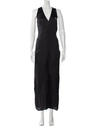 Pre-owned Rick Owens V-neck Jumpsuit In Black