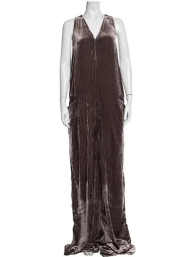 Pre-owned Rick Owens V-neck Jumpsuit In Brown