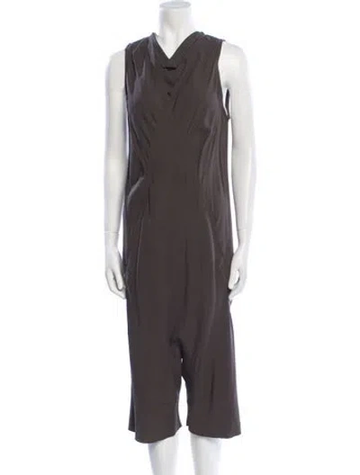 Pre-owned Rick Owens V-neck Jumpsuit In Gray
