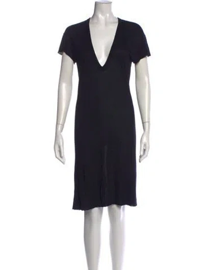 Pre-owned Rick Owens V-neck Knee-length Dress In Black