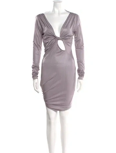 Pre-owned Rick Owens V-neck Knee-length Dress In Gray
