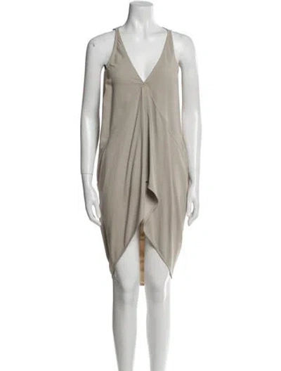 Pre-owned Rick Owens V-neck Knee-length Dress In Neutral