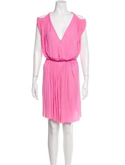 Pre-owned Rick Owens V-neck Knee-length Dress In Pink