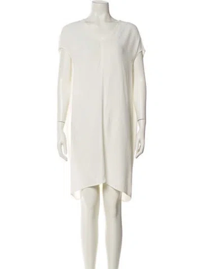 Pre-owned Rick Owens V-neck Knee-length Dress In White