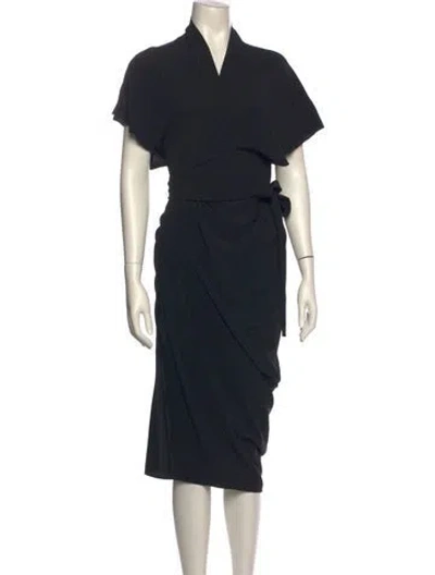 Pre-owned Rick Owens V-neck Long Dress In Black