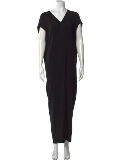 Pre-owned Rick Owens V-neck Long Dress In Black