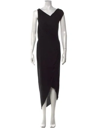 Pre-owned Rick Owens V-neck Long Dress In Black