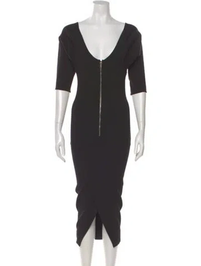 Pre-owned Rick Owens V-neck Long Dress In Gray