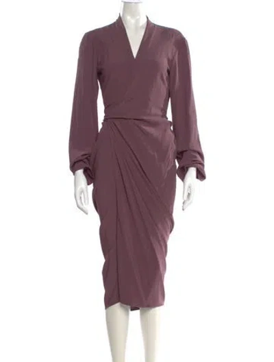 Pre-owned Rick Owens V-neck Long Dress In Purple