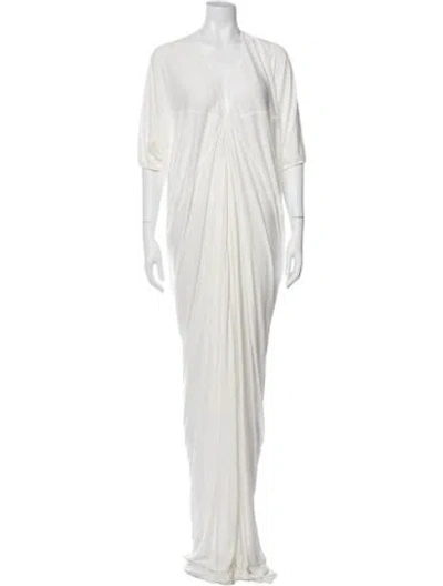 Pre-owned Rick Owens V-neck Long Dress W/ Tags In White