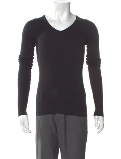 Pre-owned Rick Owens V-neck Long Sleeve Sweatshirt In Black