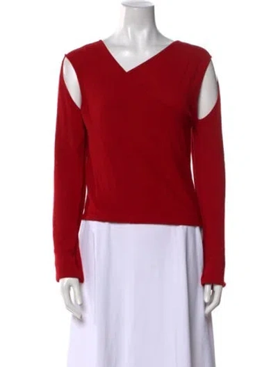 Pre-owned Rick Owens V-neck Long Sleeve Sweatshirt In Red