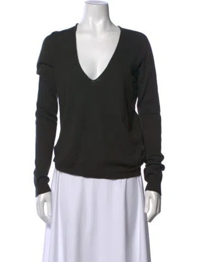 Pre-owned Rick Owens V-neck Long Sleeve Top In Black