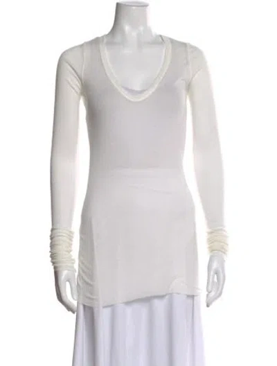 Pre-owned Rick Owens V-neck Long Sleeve Top In Neutral