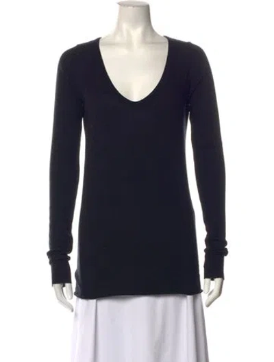 Pre-owned Rick Owens V-neck Long Sleeve T-shirt In Black
