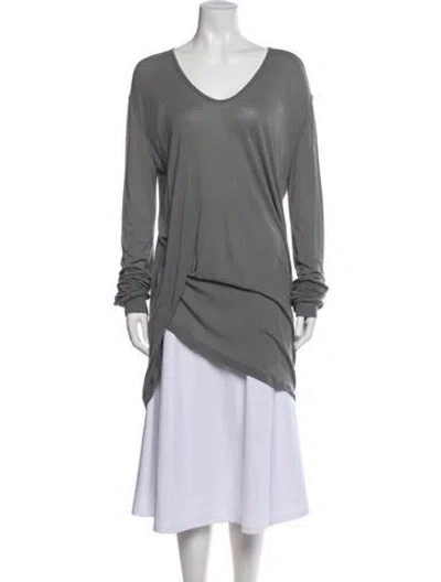 Pre-owned Rick Owens V-neck Long Sleeve Tunic In Gray