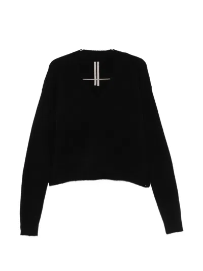 Rick Owens V-neck Long-sleeve Sweater In Black