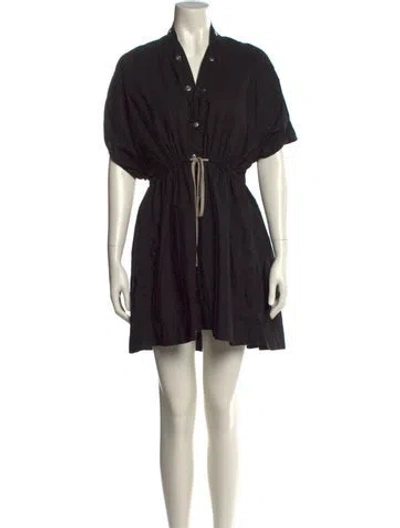 Pre-owned Rick Owens V-neck Mini Dress In Black