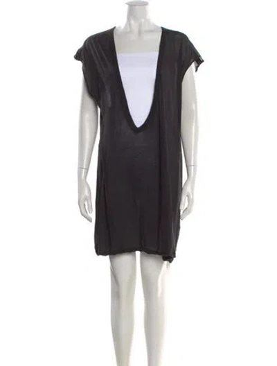 Pre-owned Rick Owens V-neck Mini Dress In Black