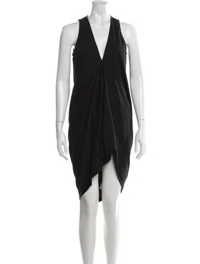 Pre-owned Rick Owens V-neck Mini Dress In Black