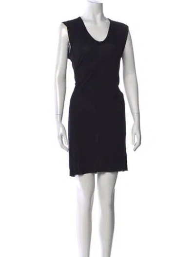 Pre-owned Rick Owens V-neck Mini Dress In Black