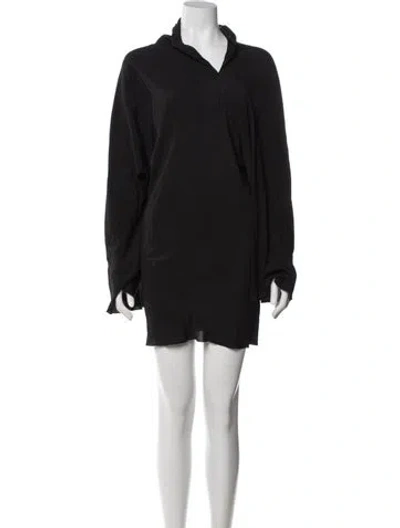 Pre-owned Rick Owens V-neck Mini Dress In Black