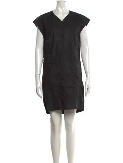 Pre-owned Rick Owens V-neck Mini Dress In Black