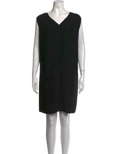 Pre-owned Rick Owens V-neck Mini Dress In Black