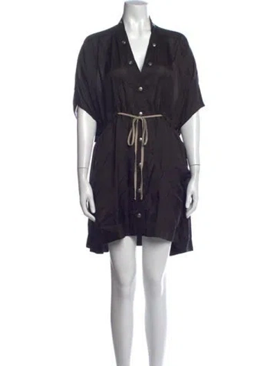Pre-owned Rick Owens V-neck Mini Dress In Blue