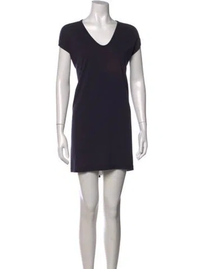 Pre-owned Rick Owens V-neck Mini Dress In Blue