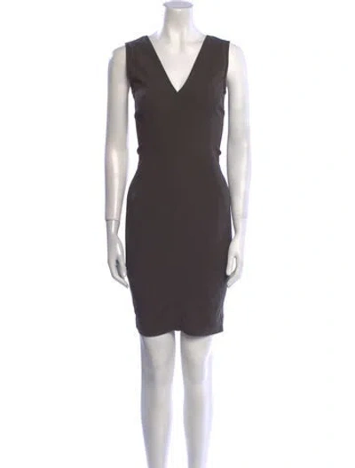Pre-owned Rick Owens V-neck Mini Dress In Gray