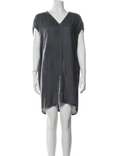 Pre-owned Rick Owens V-neck Mini Dress In Gray